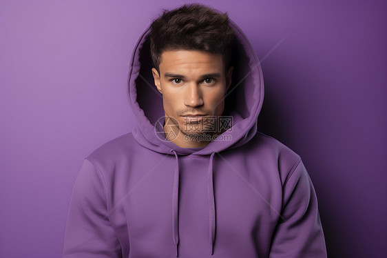 紫色卫衣男士图片