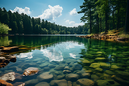 公园小溪公园的湖面背景