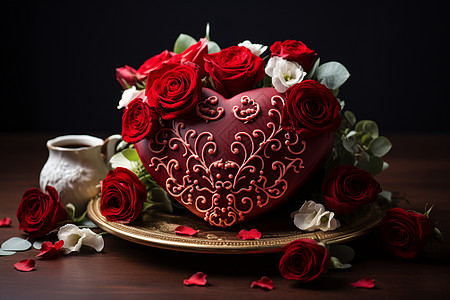 浪漫的心形蛋糕图片