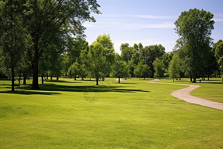 公园中青绿的树木背景图片