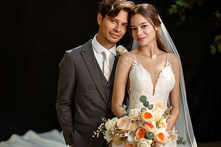 新娘和新郎的合照背景图片