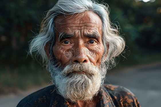鬓白胡须的老年男人图片