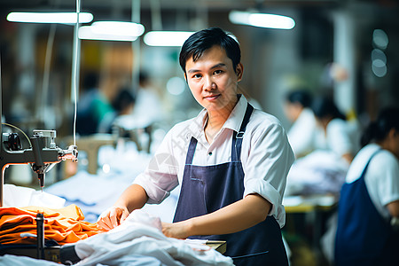 服装加工厂的缝纫师傅图片