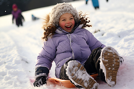 冰雪乐园中的快乐少女图片