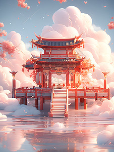 中国亭台背景图片