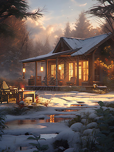 冬夜之温馨小屋图片