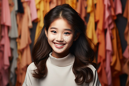 灿烂笑容的亚洲少女图片