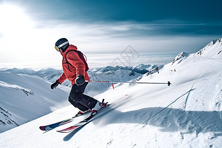 冰雪奔驰的滑雪者背景图片