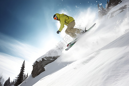 冬季雪山中的滑雪者图片
