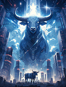 星象牛为城市注入能量背景图片
