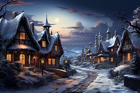 冬日温馨之村图片