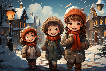 冬日童话走进雪景村庄图片