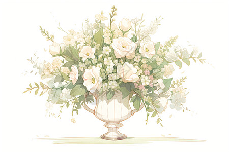 花瓶中的精致花束背景图片