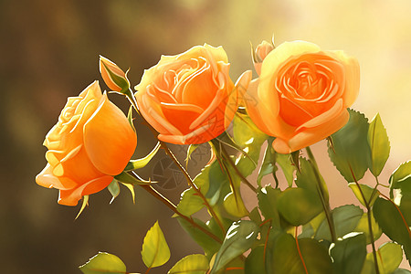 鲜艳的橙色玫瑰高清图片