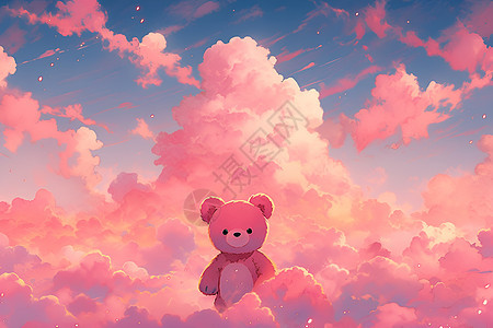 云朵中的可爱小熊图片