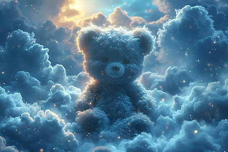 天空中柔软的小熊图片