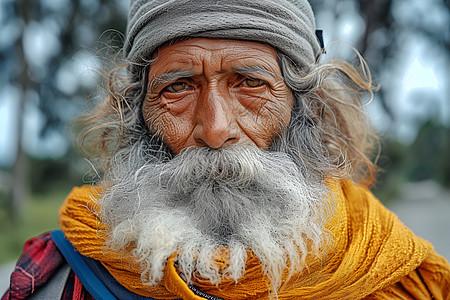 老年人的长胡子背景图片
