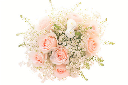 白色背景中的玫瑰花背景图片