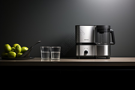 厨房智能厨房柜台上的榨汁机背景