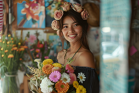 如花般灿烂的女子背景图片