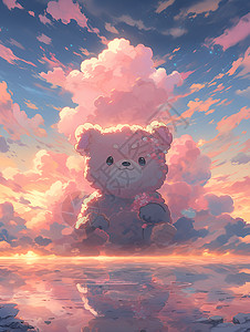 飘在云端上的玩具熊高清图片