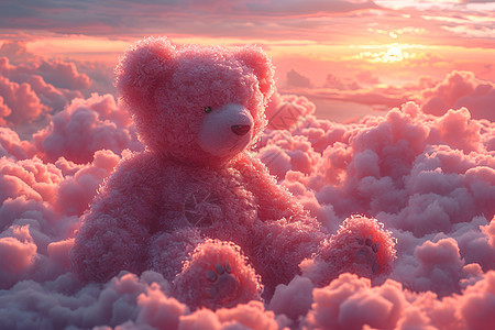 粉色云朵和绒毛熊图片