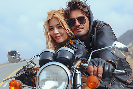 骑摩托车的情侣背景图片