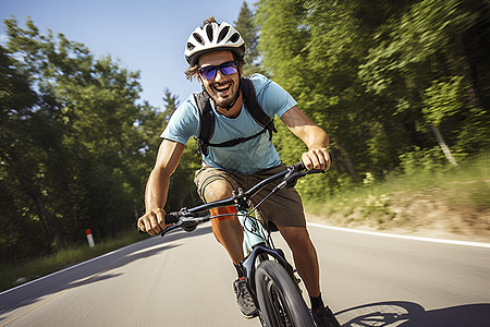 运动眼镜骑自行车的男人背景