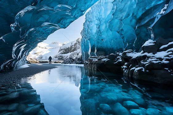 冰洞中的景色图片
