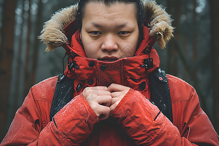 红衣男子的肖像图片