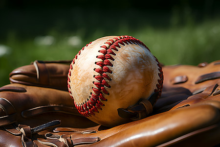 青草地上的棒球背景图片