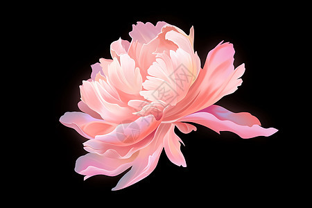 黑色背景上的粉色牡丹花朵图片