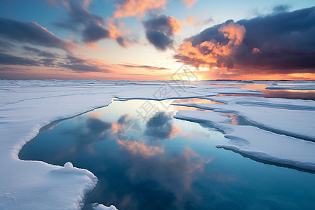 冰湖上的日出背景图片