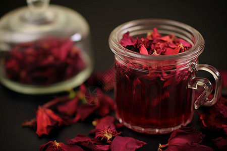 健康饮食的玫瑰花茶背景图片
