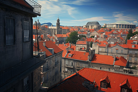 古老的欧洲城市建筑背景图片
