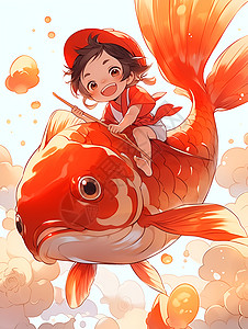 鱼背上的快乐少女高清图片