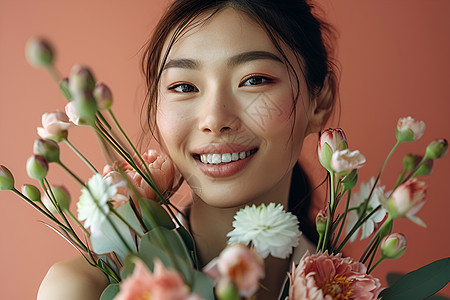 开心的亚洲女性背景图片