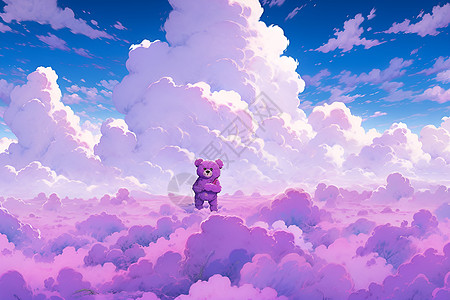 紫色天空下的小熊背景图片