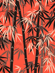 手绘艺术的竹海背景插图图片