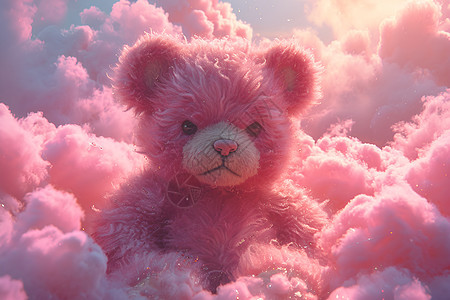 云中粉红泰迪熊图片