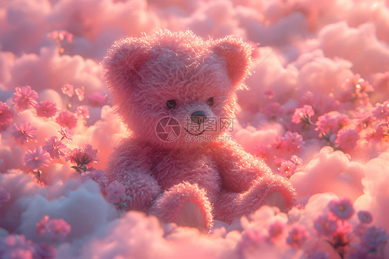 云朵状的粉色泰迪熊图片