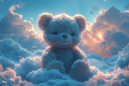 云中的绒毛泰迪熊图片