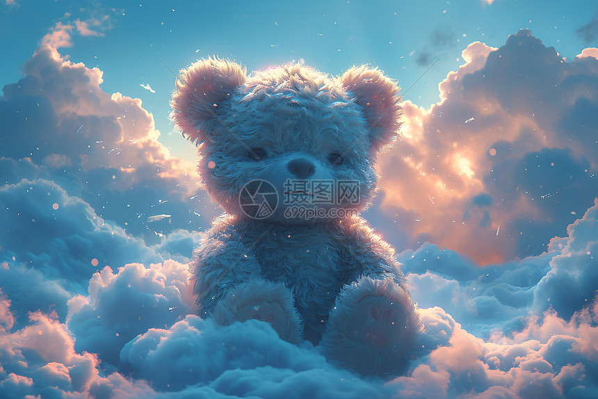 云中的绒毛泰迪熊图片