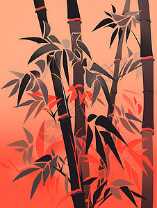 古风意境的竹海背景插图图片