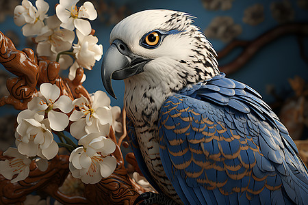 剪纸风艺术的鸟语花香插图背景图片