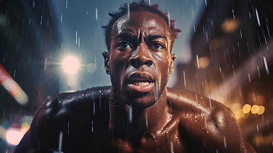 雨中奔跑的马拉松运动员图片