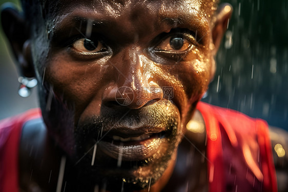 雨中决心的马拉松运动员图片