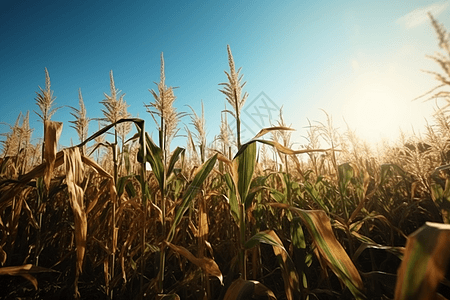 秋季丰收的玉米田野背景图片