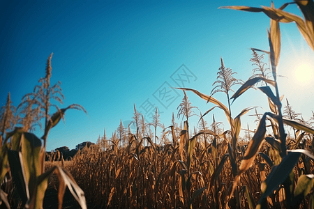 乡村农业种植的玉米田野背景图片