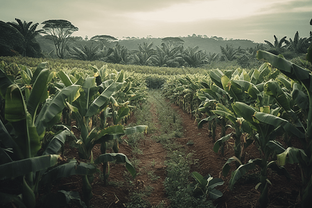 乡村农业种植的香蕉果园图片